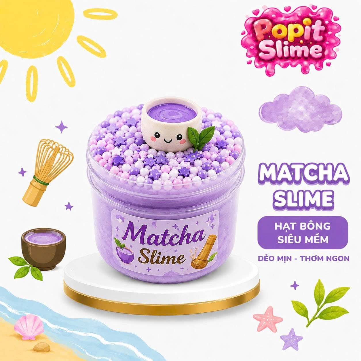 slime matcha màu tím